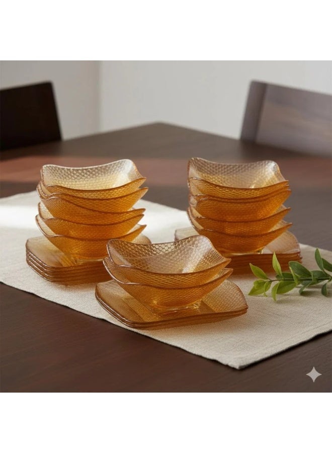 Dania 24 Piece Hospitality Set Consisting Of 12 Bowls With 12 Dishes For Sweets And Nuts, And It Is Multi Use Clear Square Glass
Shape 15X15 Cm - Image 1